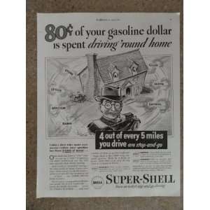  Super Shell Gas, Vintage 30s full page print ad (house 