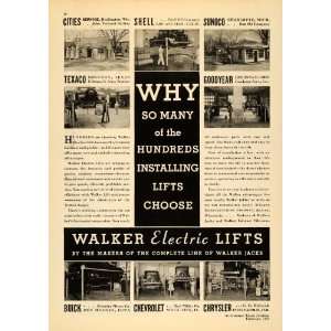  1935 Ad Walker Electric Lifts Jacks Texaco Goodyear Car 