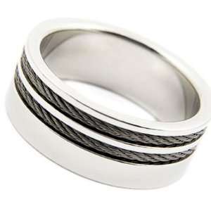  A ring combining contemporary partners of black cable and 