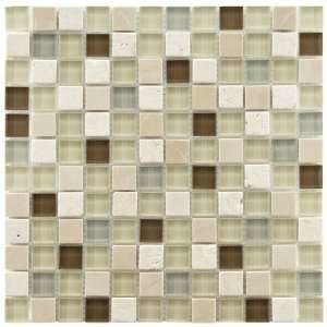 Sierra Square York 11 3/4 x 11 3/4 Inch Glass and Stone Mosaic Wall 