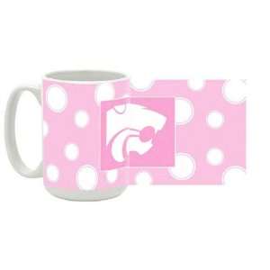Kansas State University 15 oz Ceramic Coffee Mug   Pink Polka Dot 