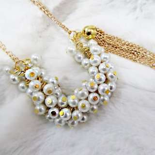 Fashion Multilayer Pearl Garden Tassel Necklace Pendant Bib Women 