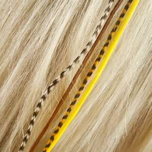 Fine Featherheads Shorties, Yellow   Natural Feather Hair Extension (1 