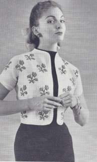 Vintage Knitting PATTERN Bolero Shorty Jacket Flowers  