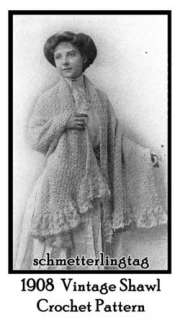1908 Vintage Shetland Crochet Shawl Pattern Lacy Feminine DIY Bridal 