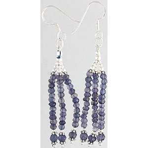  Faceted Iolite Shower Earrings   Sterling Silver 