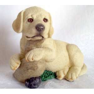 Living Stone Yellow Labrador Puppy with Decoy Duck 