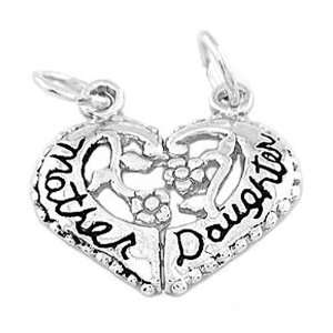  Sterling Silver Filigree Shareable Mother Daughter Heart 
