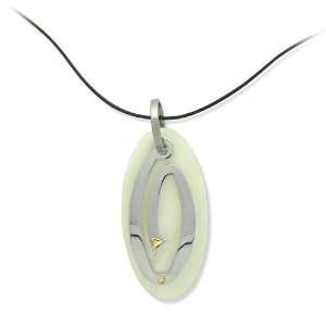  Golden Corals Unisex Necklace in White/Yellow Steel and 
