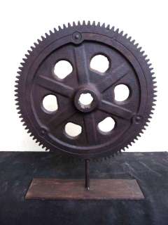 Great old iron gear wheel sculpture # 07242  