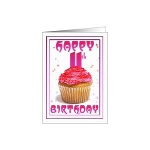    11th Birthday, cake stars pink, cup cake Card Toys & Games