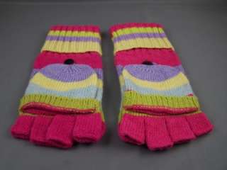 Pink green flip mittens convertible gloves fingerless  