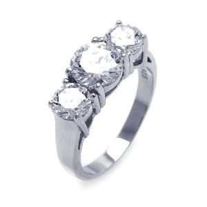  Sterling Silver Past Present Future Round CZ Ring Size 7 Jewelry