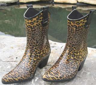 Girls Tonto Cowboy Western Rain Boots Cheetah Print Corkys Size Choice 