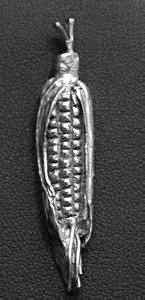 Sterling Silver Corn on the cob Pendant Charm Harvest  