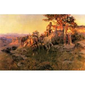   Charles Marion Russell   32 x 22 inches   Watching for Wagons Home