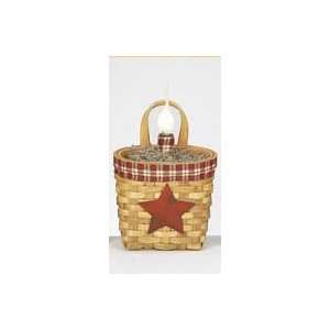  Electric Lighted Basket with Barnstar Red