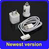 AC Wall Car Charger USB Data Sync Cable for iPod Touch iPhone 4 4G 4S 