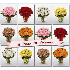 Send Fresh Cut Flowers   Flower of the Month   12 Stem Roses (3 Month 
