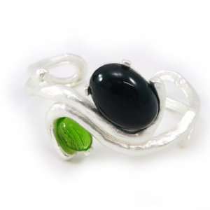    french touch bracelet Créativité green silvery. Jewelry