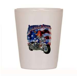  Shot Glass White of American Steel Eagle US Flag and 