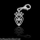 Scottish Crowned Heart Sterling Silver Bracelet Charm