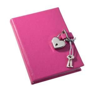  Saffiano Lock Diary, Working Key and Lock, Pink