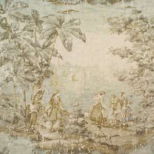 Covington Bosporus Toile Pictorial Fabric Flax BTY  