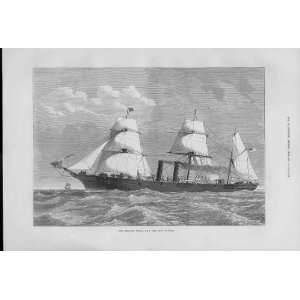  New Steel Ship Hms Iris Antique Print 1877