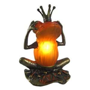  See No Evil Frog Prince Stained Glass Accent Lamp