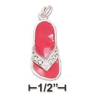   Pink Enamel Sandal Charm Yellow Crystal strap   JewelryWeb Jewelry