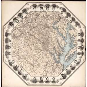  1860 Map Virginia, Richmond Region