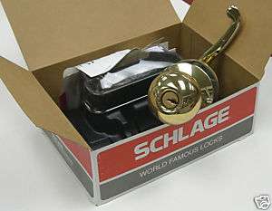 SCHLAGE Entry Door Lock Knob / Lever Set Polish Brass  
