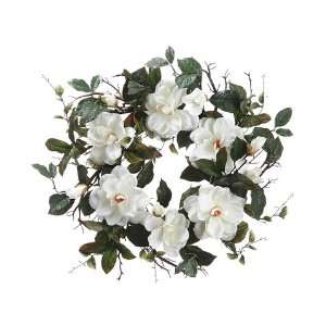  24 Magnolia/Twig Wreath Cream (Pack of 2)