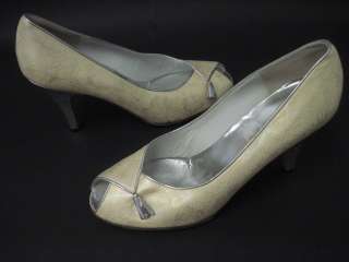 LA SCARPA Gold Tassle Floral Peep Toes Heels Shoes 8  