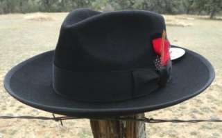 NEW QUALITY Scala Wool ZOOT Fedora Hat Satin Lined Tuxedo Dress Black 