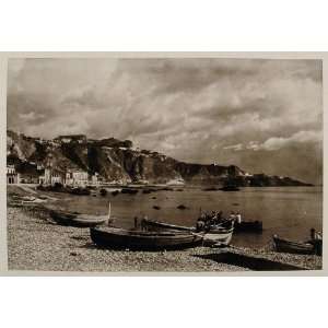  1926 Taormina Sea Town Boat Sicily Sicilia Photogravure 