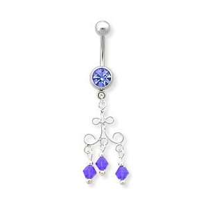  14g 12g 10g SINGLE 8MM GEM WITH DANGLE CHANDELIER # 1 10g 