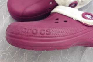 Womens Crocs Blitzen Fuschia w/ Creme Lining Fuzzy   Warm FUN  Size 8 