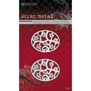  Scrapmetal Embellishments Silver Floral Oval