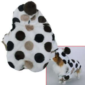  Hooded Dog Fluffy Coat Jacket w/ Dots   Size L Pet 