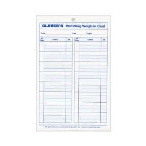  Glovers Scorebooks Wrestling Weigh in Cards, Large (5.5x 8 