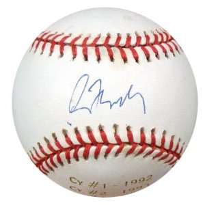 Greg Maddux Signed Baseball   NL Cy Young Stamp PSA DNA #K34204 