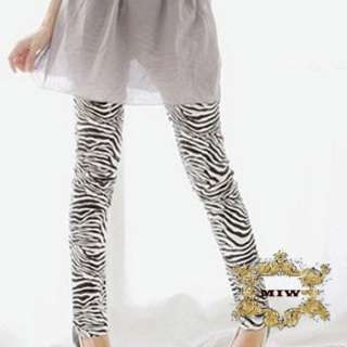   Black & White Zebra Animal Prints Cotton Skinny Pants Leggings  
