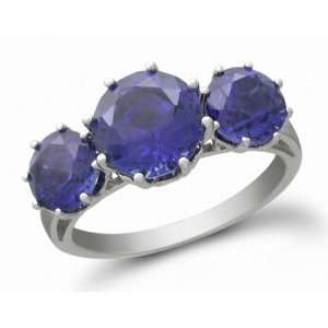  10k White Gold Created Blue Sapphire Ring, Size 6 Jewelry