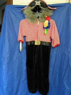 CALTOY Pirate Costume W/PARROT Wig HAT HOOK Halloween M  