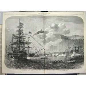    1860 PRINCE WALES QUEBEC CANADA SHIP FLAGS FINE ART