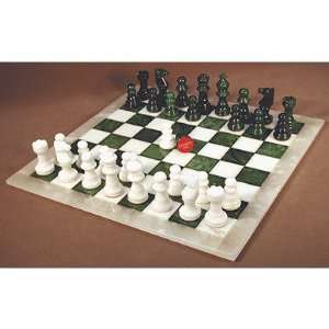  Scali Green and White Alabaster Chess Set Toys & Games