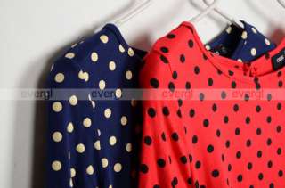 New Vintage Basic Style Cute Dot Pattern Wavepoint Gown Mini Dress Red 