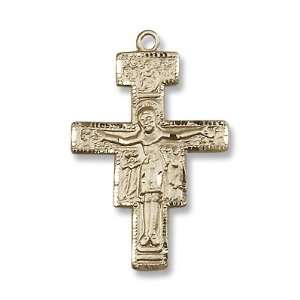  Gold Filled San Damiano Crucifix Medal Pendant Charm with 